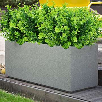 KLEMOO Artificial Boxwood Stems Fake Plant 6 Large Pieces, Faux Farmhouse Greenery Shrubs to Brighten up Your Wedding Home Kitchen Garden Patio Yard Indoor Outdoor Decor