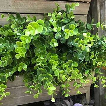 KLEMOO Artificial Boxwood Stems Fake Plant 6 Large Pieces, Faux Farmhouse Greenery Shrubs to Brighten up Your Wedding Home Kitchen Garden Patio Yard Indoor Outdoor Decor