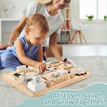 Potatomato Montessori Large Busy Board for Toddlers - Wooden Sensory Toys -Fidget Toys for Autistic Children-Preschool Learning Activities Fine Motor Skills