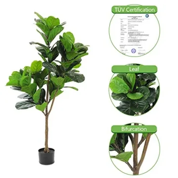 Realead 4ft Fiddle Leaf Fig Tree – Artificial Indoor Plant