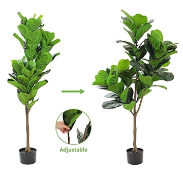 Realead 4ft Fiddle Leaf Fig Tree – Artificial Indoor Plant
