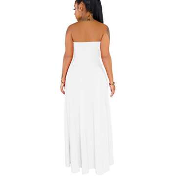 GOBLES Women's Sexy V-Neck Sleevess High Low Asymmetrical Irregular Hem Cocktail Club Dress Tops White