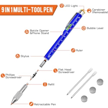 Fathers Day Dad Gifts from Daughter Son, 9 in 1 Multi Tool Pen, Cool Tool Gifts for boyfriend Husband, Fathers Day Birthday Gifts for Husband from Wife, Stocking Stuffers for Men Grandpa Him