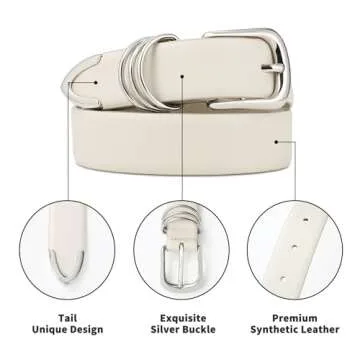 Stylish RISANTRY Women's Leather Belt with Suede Lining