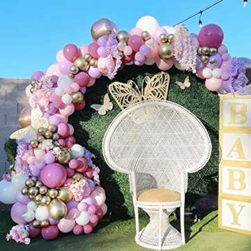 Orgnafey Pastel Pink Purple Balloon Garland Arch Kit Double Stuffed Dusty Hot Pink Metallic Gold 156...