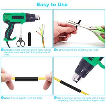 900Pcs Wire Heat Shrink Tubing Kit, Industrial Heat-Shrink Tubing for Wires, 2:1 Marine Grade Heat Shrink Wrap, Premium Large Electrical Waterproof Heat Shrink Tape (Black 12 Sizes) DHOOZ