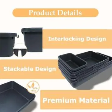 Kutesna 6 PCS Large Plastic Drawer Organizer Set