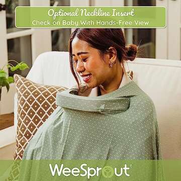 WeeSprout Nursing Cover for Breastfeeding, Soft & Breathable Nursing Poncho, Neck Insert for Hands-Free View, Machine Washable & Dryer Safe Feeding Cover Up