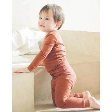 Vaenait Kids Toddler Long Sleeve Sleepwear Pajamas 2pcs Set Modal Camel L