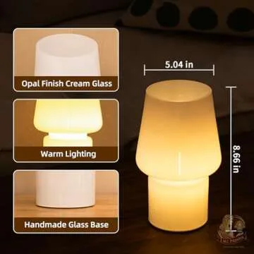 Battery Operated Table Lamps, Cordless Lamp with LED Bulb for Power Outage, Cord-Free Lamp for Area No Plug, Decorative Lamp for Tabletop/Corner Shelf/Entryway/Stairway/Bathroom/Fireplace(Cream White)