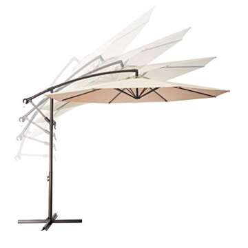MEWAY 10ft Outdoor Umbrella Patio Offset Cantilever Umbrella, Large Market Deck Pool Backyard Sunshade Umbrella with 8 Sturdy Ribs, Crank & Cross Base