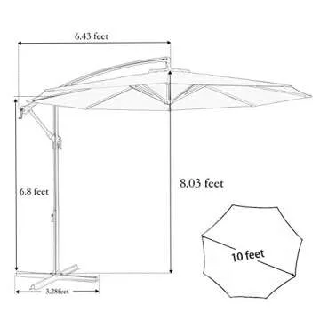 MEWAY 10ft Outdoor Umbrella Patio Offset Cantilever Umbrella, Large Market Deck Pool Backyard Sunshade Umbrella with 8 Sturdy Ribs, Crank & Cross Base