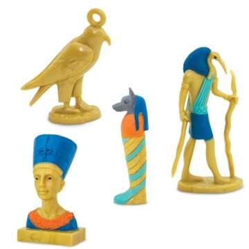 Safari Ltd. Ancient Egypt TOOB - 12 Mini Figurines: Nefertiti, Bastet, King Tut, Isis, Amulet, Mummy, Scarab, Pyramids, Sphinx, Thoth, Anubis & More - Educational Toys Boys, Girls & Kids 3+