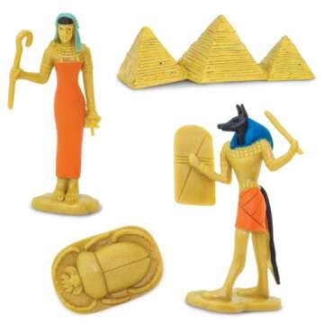 Safari Ltd. Ancient Egypt TOOB - 12 Mini Figurines: Nefertiti, Bastet, King Tut, Isis, Amulet, Mummy, Scarab, Pyramids, Sphinx, Thoth, Anubis & More - Educational Toys Boys, Girls & Kids 3+