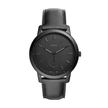 Fossil Men's Minimalist Black Quartz Watch – Elegant Stainless Steel & Leather