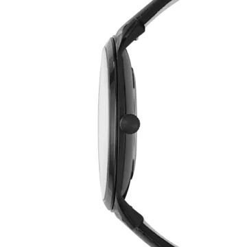 Fossil Minimalist Quartz Watch Black Stainless Steel Leather