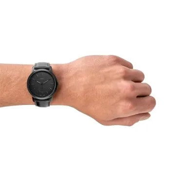 Fossil Minimalist Quartz Watch Black Stainless Steel Leather