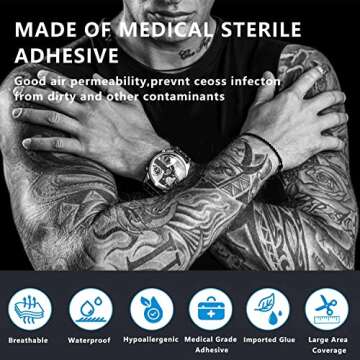 KeyEntre Tattoo Aftercare Bandage 6" x 1 Yard - Second Skin Bandage for Faster Tattoo Healing Recovery and Skin Care Protection - Tattoo Skin Waterproof Bandage - Transparent Film Waterproof