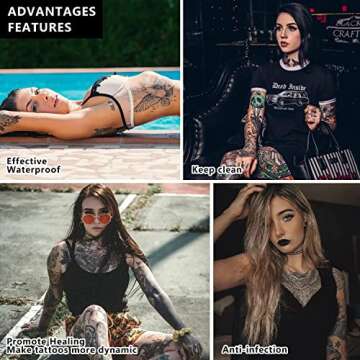 KeyEntre Tattoo Aftercare Bandage 6" x 1 Yard - Second Skin Bandage for Faster Tattoo Healing Recovery and Skin Care Protection - Tattoo Skin Waterproof Bandage - Transparent Film Waterproof