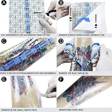 KeyEntre Tattoo Aftercare Bandage 6" x 1 Yard - Second Skin Bandage for Faster Tattoo Healing Recovery and Skin Care Protection - Tattoo Skin Waterproof Bandage - Transparent Film Waterproof