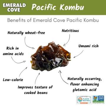 Emerald Cove Pacific Kombu, Non-GMO Dried Seaweed Pieces, Resealable Bag, 1.76 Ounce (3 pk)