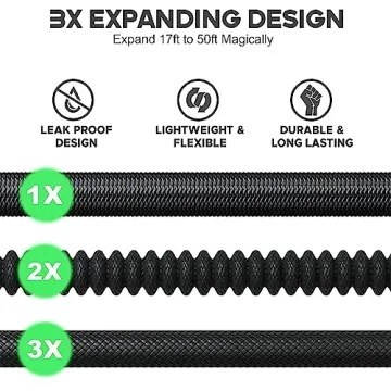 Expandable Garden Hose 50ft with Nozzle and Brass Fittings