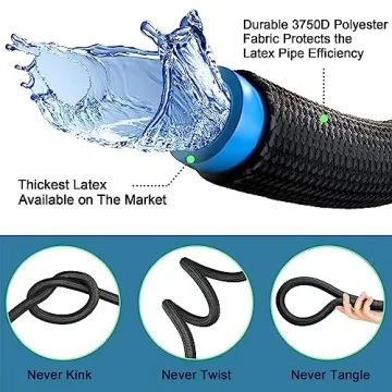 Expandable Garden Hose 50ft with Nozzle and Brass Fittings