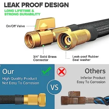 Expandable Garden Hose 50ft with Nozzle and Brass Fittings