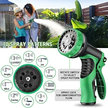 Expandable Garden Hose 50ft with Nozzle and Brass Fittings