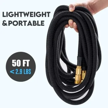 Expandable Garden Hose 50ft with Nozzle and Brass Fittings