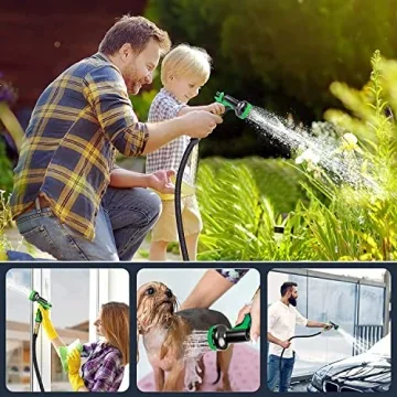 Expandable Garden Hose 50ft with Nozzle and Brass Fittings