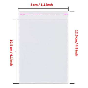 Borningfire 200 Pcs 3x4 Clear Resealable Cello/Cellophane Bags Self Adhesive Sealing, Good for Bakery Candle Soap Cookie Prints Card