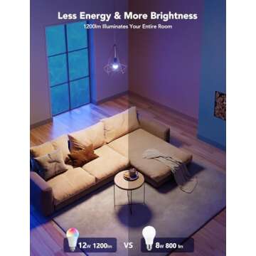 Govee Smart Light Bulbs 1200 Lumens, Color Changing Light Bulbs RGBWW Dimmable, Works with Alexa & G...