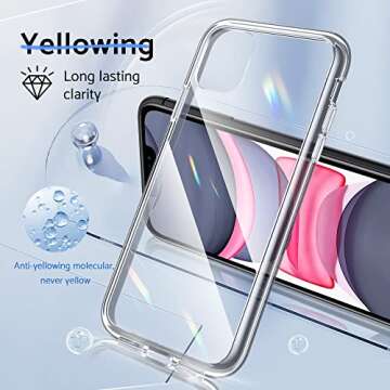 DASFOND Crystal Clear Case for iPhone 11 - Military Grade Shockproof, Anti-Yellowing
