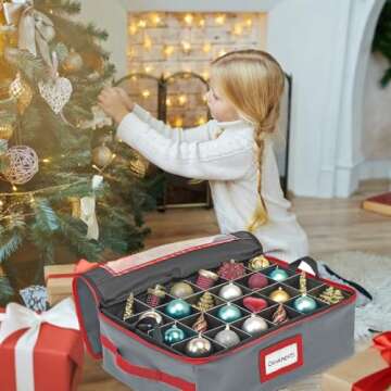 HOLDN’ STORAGE Underbed Christmas Ornament Storage Container Box with Dividers – Convenient Dura...