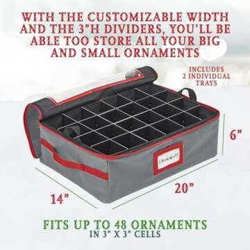 HOLDN’ STORAGE Christmas Ornament Storage Box - 48 Capacity