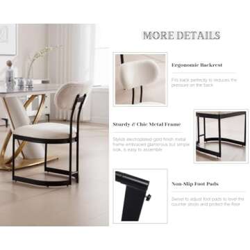 CIMOTA Set of 4 White Upholstered Dining Chairs - Stylish, Comfy & Durable