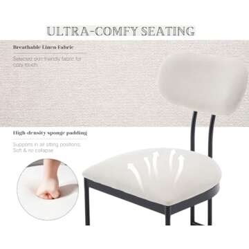 CIMOTA White Upholstered Dining Chairs Set of 4