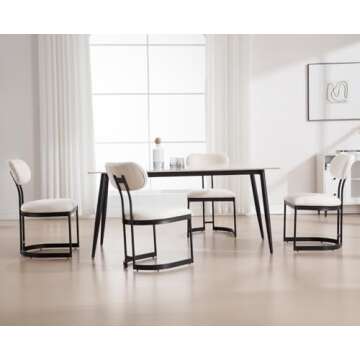 CIMOTA White Upholstered Dining Chairs Set of 4