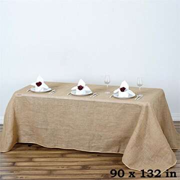 BalsaCircle 90-Inch x 132-Inch Natural Brown Burlap Jute Rustic Rectangle Tablecloth Country Chic Wedding Party Home Table Linens