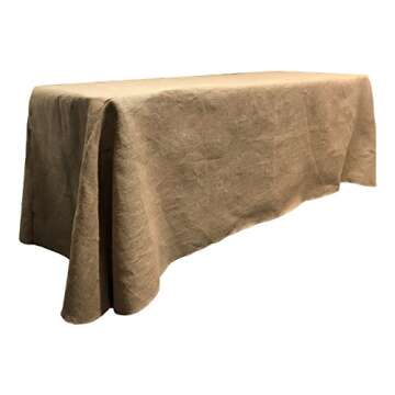 BalsaCircle 90-Inch x 132-Inch Natural Brown Burlap Jute Rustic Rectangle Tablecloth Country Chic Wedding Party Home Table Linens