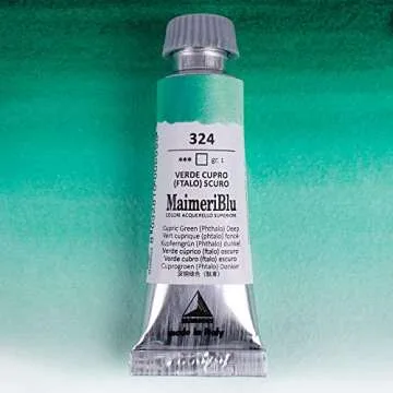 MaimeriBlu 12ml Single-Pigment Watercolor Paint - Cupric Green Deep PG7 Professional Watercolor Pain...