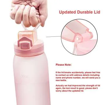Teentumn 30oz Water Bottle with Time Markers and Filter, BPA Free Large Durable Portable Plastic Bottle for school (Pack of 1)