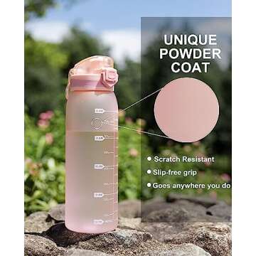 Teentumn 30oz Water Bottle with Time Markers and Filter, BPA Free Large Durable Portable Plastic Bottle for school (Pack of 1)