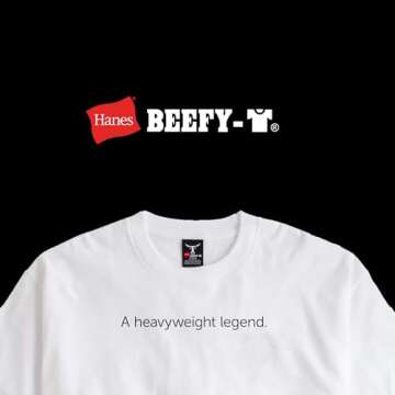 Hanes Men's Beefy-T Navy T-Shirts - Pack of 2 Small