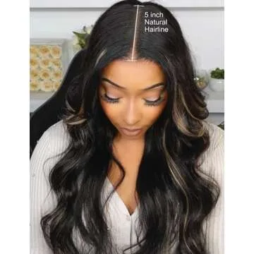 UNICE Bye Bye Knots Glueless Wig Body Wave 7x5 Pre Cut Lace Front Wigs Human Hair Bleached Knots Balayage Black Blonde Highlights Put on and Go Human Hair Wig Pre Plucked 150% Density 18 inch