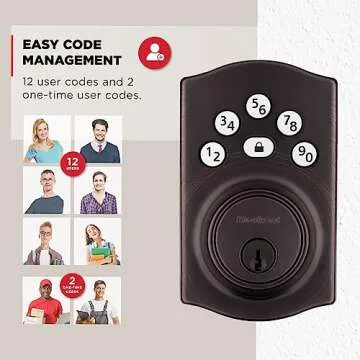 Kwikset Powerbolt 240 5-Button Keypad Venetian Bronze Traditional Electronic Deadbolt Door Lock, Featuring Convenient keyless Entry, Customizable User Codes and auto Locking