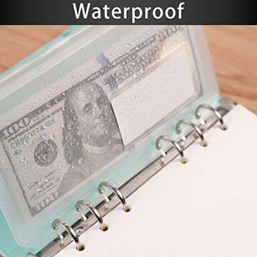 HAUTOCO 12PCS A6 Size Binder Pockets with Label Pocket, PVC Cash Envelopes for Budgeting, Clear 6-Holes Zipper Budget Envelopes for Cash Saving, Waterproof Binder Pouches for A6 6-Ring Notebook Binder