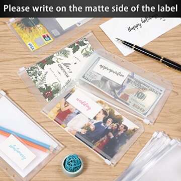 HAUTOCO 12PCS A6 Size Binder Pockets with Label Pocket, PVC Cash Envelopes for Budgeting, Clear 6-Holes Zipper Budget Envelopes for Cash Saving, Waterproof Binder Pouches for A6 6-Ring Notebook Binder