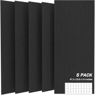 JVJVJ 5 Pack Acoustic Panels, 48" X 24" X 0.4" Decorative Sound Proof Felt Panels, Self-Adhesive Sou...